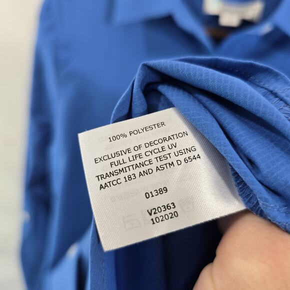 Coolibar Shirt Womens XS Blue Long Sleeve Button Sun UPF 50 Roll Up - Picture 8 of 10